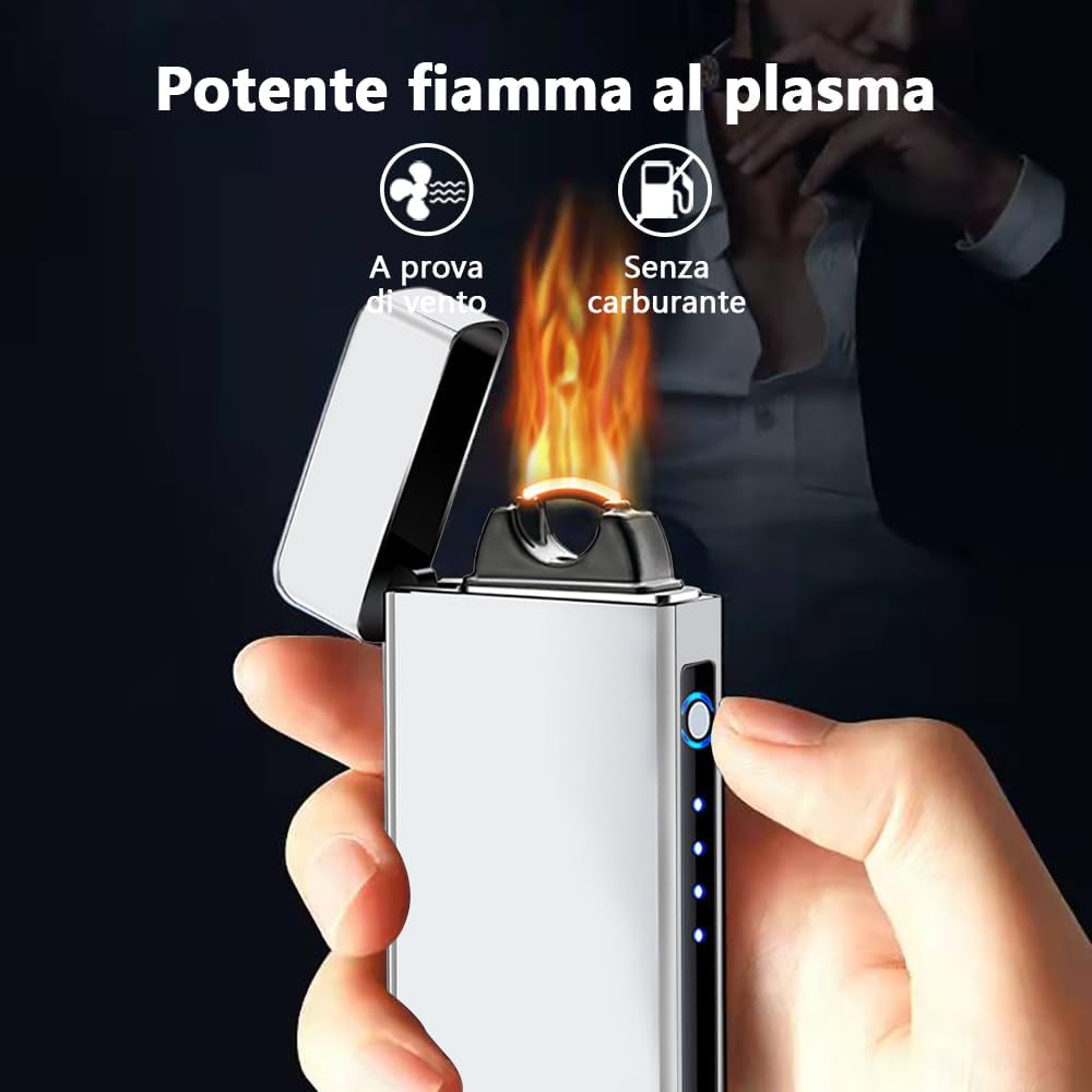 YOZWOO Electric Lighter - Rechargeable High Power Flame Arc Lighter with LED Indicator | Windproof for Camping & Candles (White)