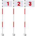 Threehoney 3 Pack Golf Flag Stick 6ft Putting Flag Golf Hole Cup Pole Pin Numbered Flags for Driving Range Backyard Yard Course Putting Green and Chipping Greens Gifts