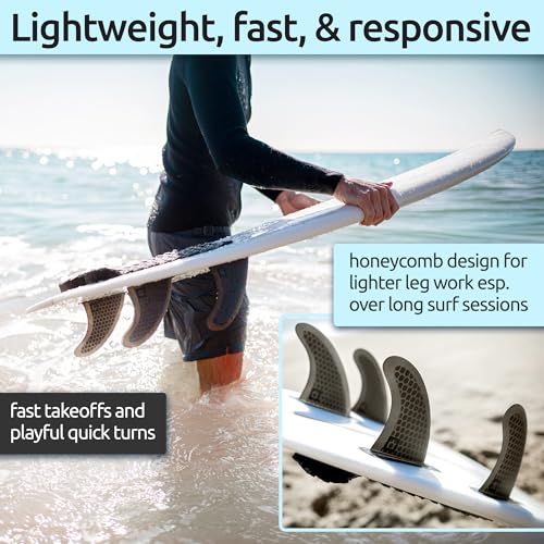 Surf Squared Honeycomb Fiberglass Surf Fins Set for Futures Single Tab - Versatile Twin, Thruster, Quad