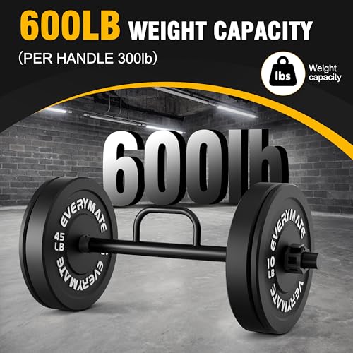 EVERYMATE Farmer Walk Handles - Set of 2 with Clip Collars for 2-Inch Olympic Plates - Farmer Walk Handles for Home Gym & Strength Training