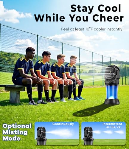 Hasealam Black Outdoor Misting Fan with Remote & RGB Lights, 2L Tank, 4 Speeds