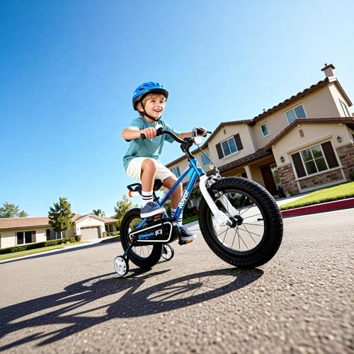 RoyalBaby Freestyle Kids Bike 16 Inch - Blue BMX Bike for Boys & Girls Ages 3-10