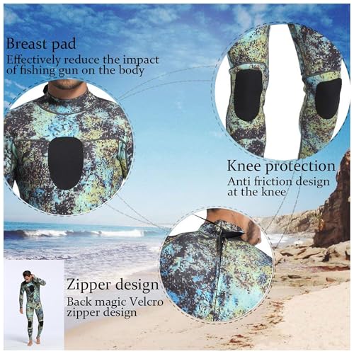 Men's 3MM Camo Neoprene Wetsuit - Large Unisex Full Dive Suit