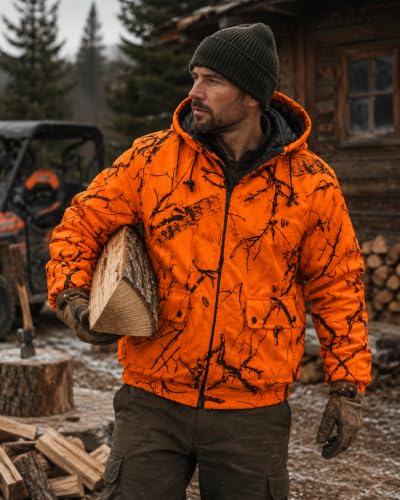 TrailCrest Men's 2X Orange Camo Waterproof Insulated Tanker Jacket - Blaze Orange