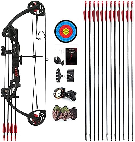 Skiennix Compound Bow - Youth & Beginner Archery | Right-Handed, 19”-28” Draw Length, 15-29 Lbs Draw Weight, 260 FPS