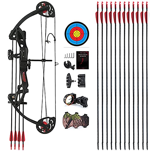 Black Right-Handed Youth Compound Bow Archery for Beginners, 19-28" Draw