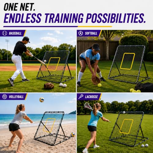 Baseball Rebounder Net 4x4.5 ft with Adjustable Angles - Practice & Training Equipment