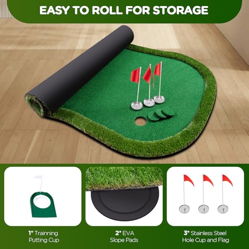 FARROLL 5x10ft Green Indoor/Outdoor Golf Putting Green Mat - Realistic Practice