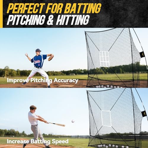 PodiuMax 7x7FT Baseball Hitting & Pitching Net with 2 Strike Zones