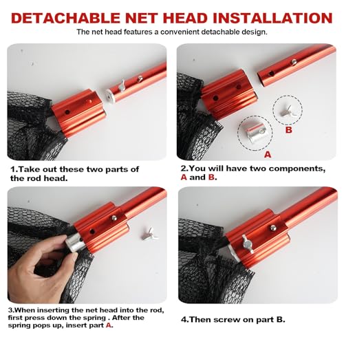 Extendable Fishing Landing Net with Telescoping Aluminum Handle - Large Catch Net