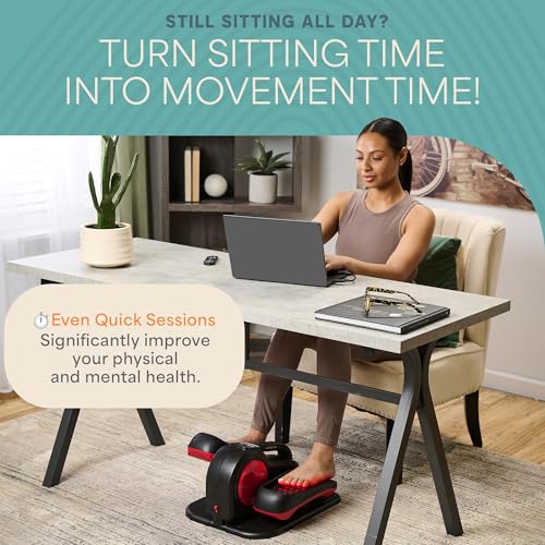 Lifepro AutoGlide Red Under Desk Elliptical with Red Light Therapy - Leg Exercise & Recovery