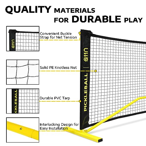 A11N SPORTS Yellow Regulation Pickleball Net System 22ft Portable Indoor & Outdoor