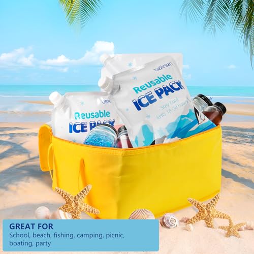 10x10 Inch Reusable Ice Packs for Cooler & Lunch Box - 6 Pack, Leak-Proof Freezer Packs