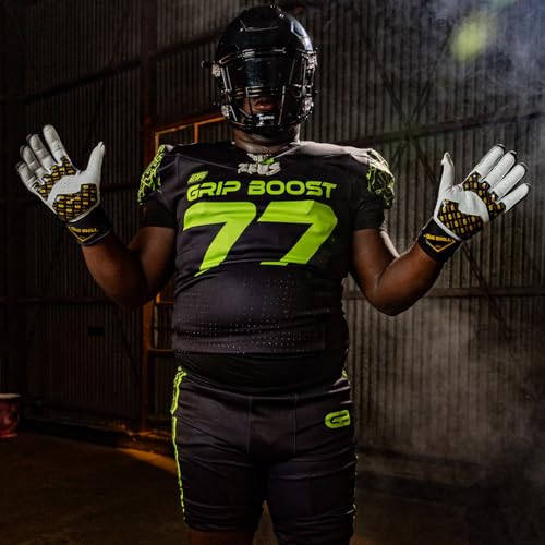 Grip Boost Big Skill 2.0 Adult Lineman Football Gloves - Black & Gold, Large