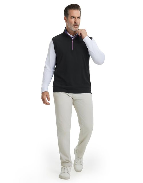 M MAELREG Golf Vests For Men Stretch Lightweight Breathable Quick Dry Stand Collar Sport Men's Quarter Zip Pullover