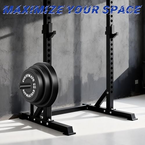 EVERYMATE 3x3 Inch Power Rack & Squat Rack Attachments with 1" Hole – 4 Pack Olympic Weight Plate Holders for 2" Plates
