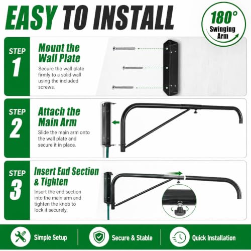 Wall-Mounted Horse Wash Spray Boom with Swinging Arm - Easy, Safe, Durable