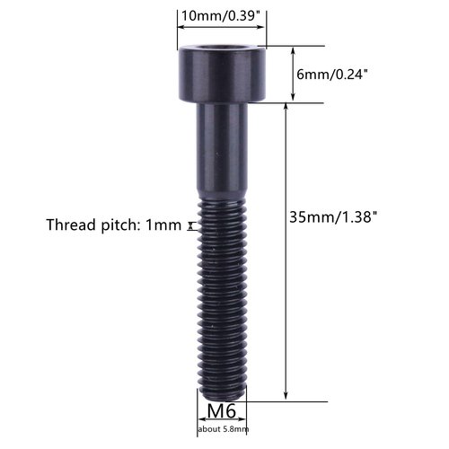 UHDFBDHF Titanium M6x35mm Bolts Allen Head for Bicycle Headset Screws Pack of 6 (Black)