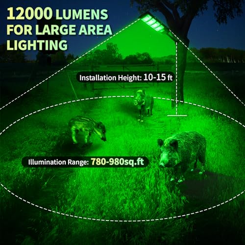 2 Pack Green Hog Hunting Lights - 12000LM Waterproof Night Hunting Lights with Remote & Motion Sensor