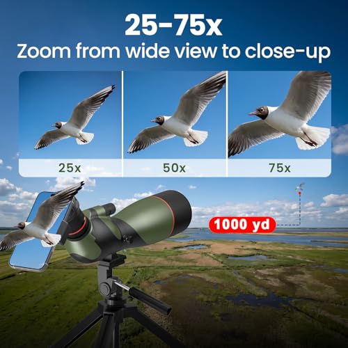Gosky FalconPro Elite 25-75x85 Spotting Scope with Tripod & Phone Adapter