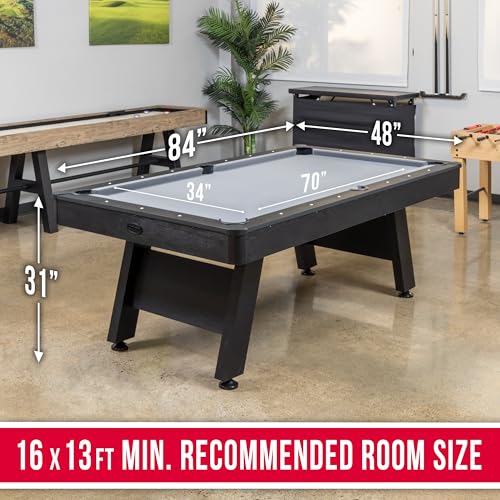 GoSports 7 ft Pool Table Gray Finish with Premium Billiards Design – Room Size 16x13 ft