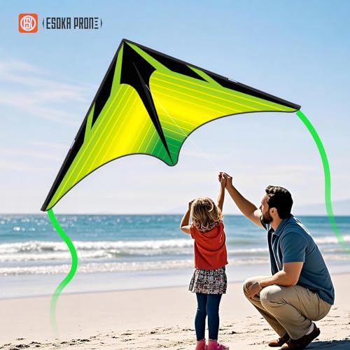 Colorful Blue Green Kites Set for Kids & Adults, Easy to Fly Outdoor Toy - Green, Blue, & Colorful Variation