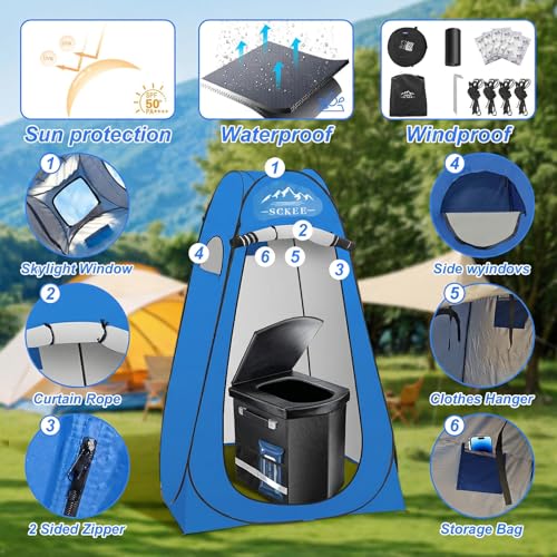 Portable Camping Toilet Set with Privacy Tent - XL Outdoor Shower & Bathroom