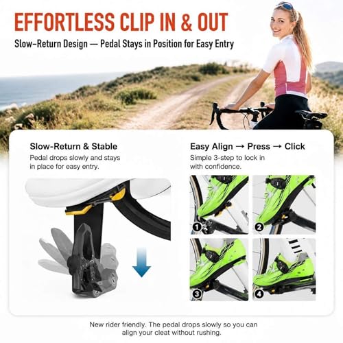 Lightweight Clipless Pedals SPD-SL Compatible 3-Bolt Road Cycling Pedal Set Matte Black