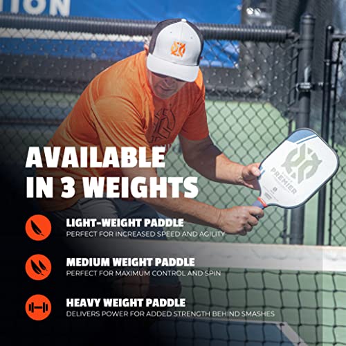 Onix Evoke Premier Pickleball Paddle - 14mm Medium Blue Impact Shape