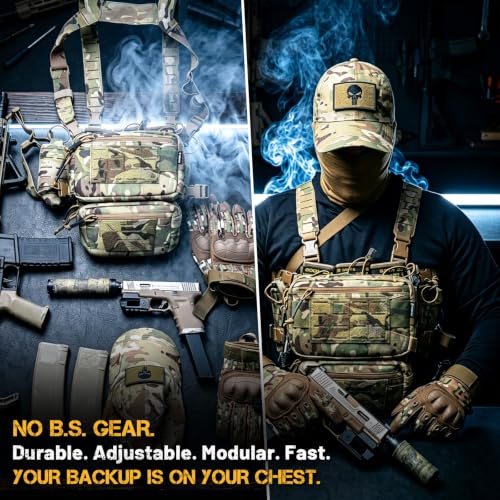 VOTAGOO Mc Tactical Chest Rig with 5.56/7.62 Magazine Pouches - Modular & Adjustable