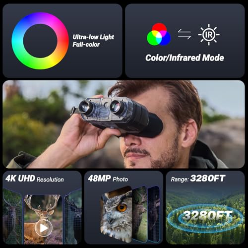 WOSPORTS Camo Gray Night Vision Binoculars 48MP Photo & 4K Video, Long-Range IR