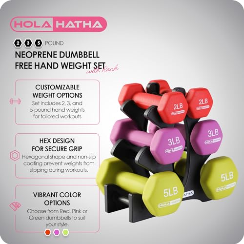 Multicolor 20 lb Neoprene Dumbbell Set with Rack for Strength Training