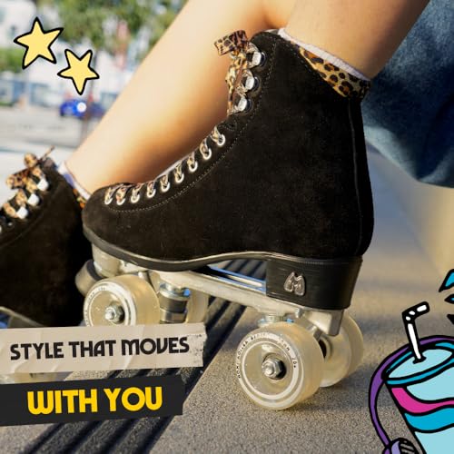 Women’s Moxi Panther Roller Skates - Black Suede High-Top, 7 Variation