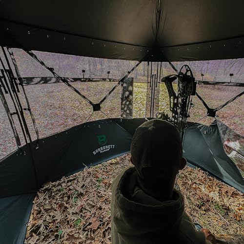 See-Through Hunting Blind with View-Through Fabric, Silent Windows, 104x104x82 Inches