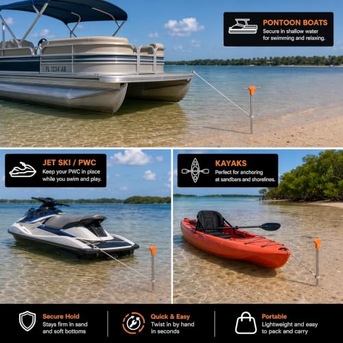 MightyPhine 52-Inch All-Metal Floating Boat Anchor with Telescoping Pole