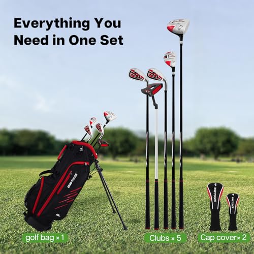 Kids Golf Clubs Set for Ages 6-8 - Red Stand Bag, 5 Clubs, Right Handed
