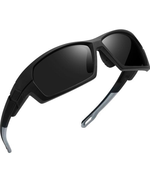 Joopin Black Sports Sunglasses Polarized UV Protection Wrap Around Sun Glasses Shades for Women Men Running Driving