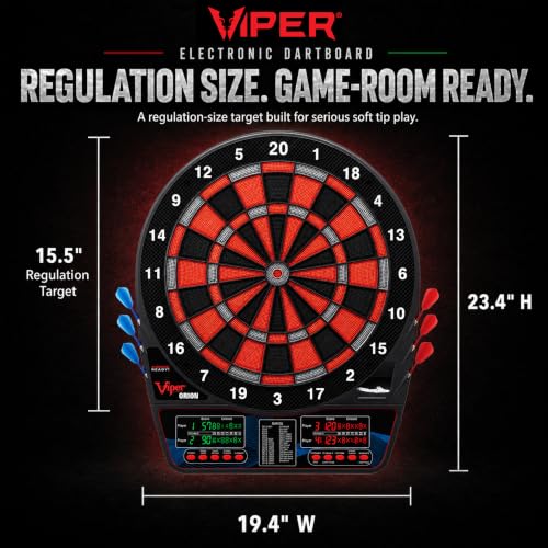 Electronic Soft Tip Dart Board - 15.5 Inch Regulation Size with 43 Games