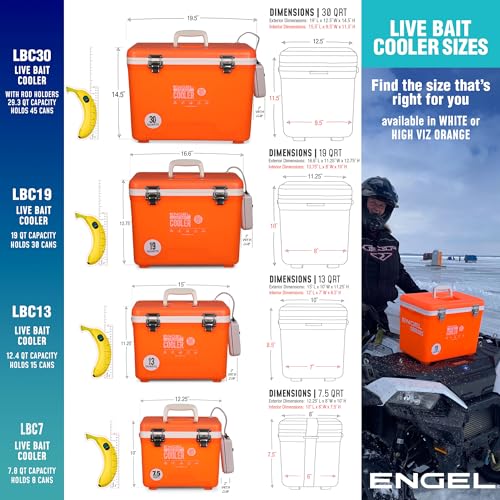 13 Quart Portable Live Bait Cooler with Aerator - Fish & Shrimp Minnow Bucket White