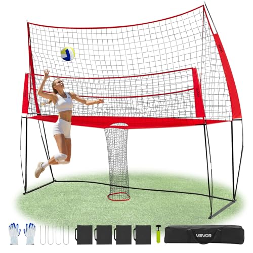Adjustable Height Badminton and Volleyball Net Set for Outdoors, Portable with Carrying Bag