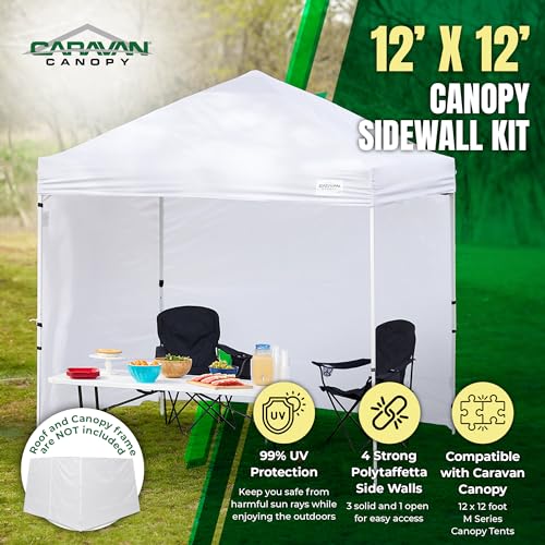 Caravan M-Series 12x12 Ft Tent Sidewalls Set - White, 4 Pieces, Compatible with Caravan Canopy