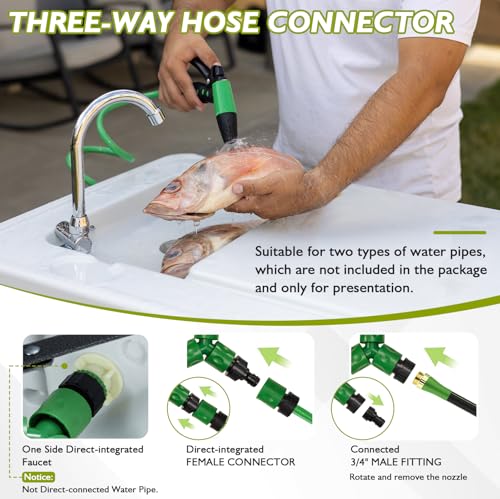 Avocahom Folding Fish Cleaning Table Portable Camping Sink with Faucet & Drain Hose - Black