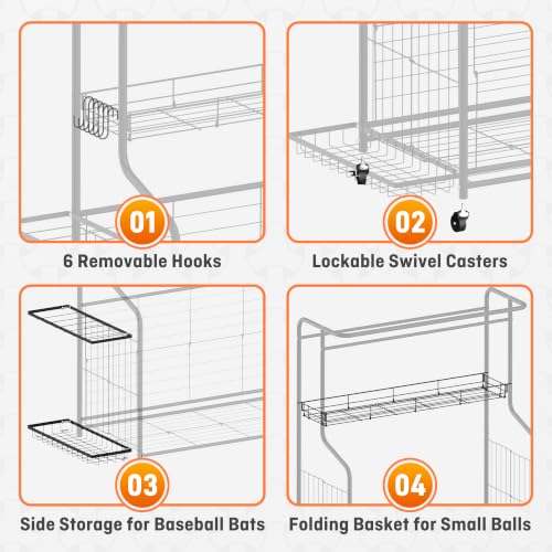 Heavy Duty Sports Equipment Garage Storage Rack with Casters