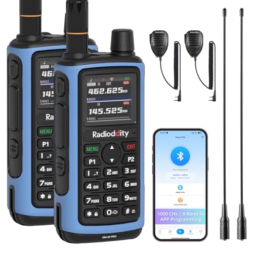 Radioddity GM-30 Pro GMRS Handheld Radio 2 Pack with Wireless Programming & Speaker Mics