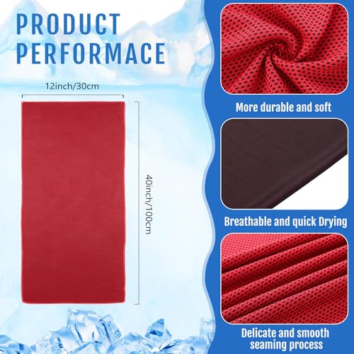 Hosuly 15 Pcs Cooling Towels 40x12 Inches - Red, Reusable Summer Neck & Face Wraps