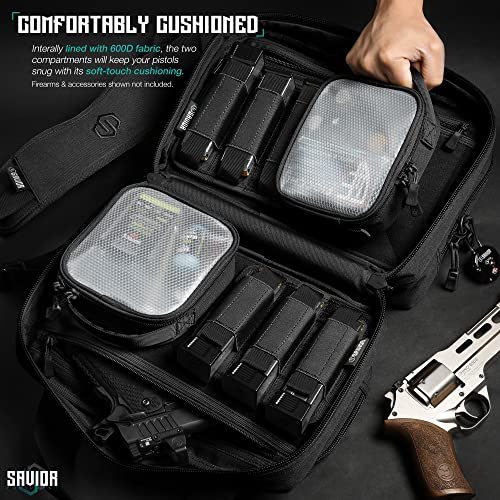 Savior Equipment Obsidian Black Tactical Double Handgun & Mag Case 13" x 9" x 8.75"
