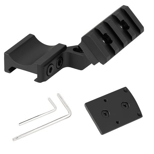 Gotical 45 Degree Angled Low Profile Offset Picatinny Rail Side Mount Adapter with Build-in 4-Slot 1.7 Inch Picatinny Rail, Red Dot Riser Black Finish Type III Hard Coat Anodized