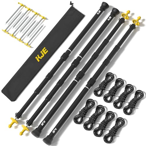 KJE 4 Pack Adjustable Heavy-Duty Aluminum Tent Poles with Stakes & Caps - Variation 2
