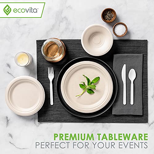 Ivory White Disposable Cutlery Set - Eco-Friendly 100% Compostable Forks Spoons Knives with Tray