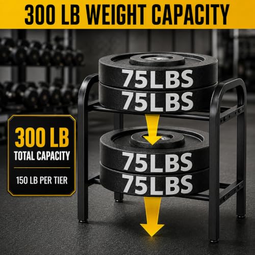2-Tier Dumbbell Rack with Adjustable Spacing - Heavy Duty Home Gym Storage Stand